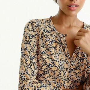 J.Crew Drakes London Giraffe Blouse Mustard Yellow Women's 6 Cotton